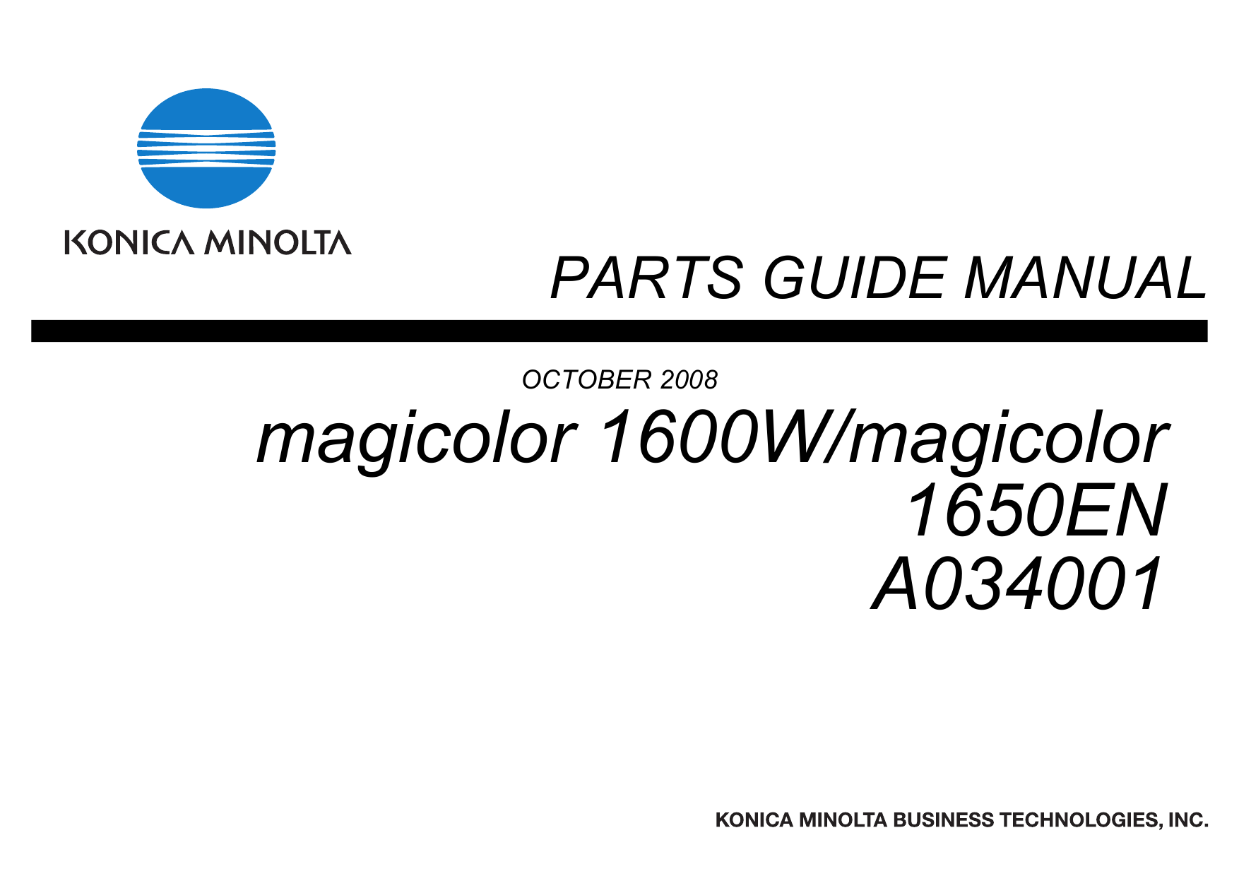 Konica-Minolta magicolor 1600W 1650EN Parts Manual-1